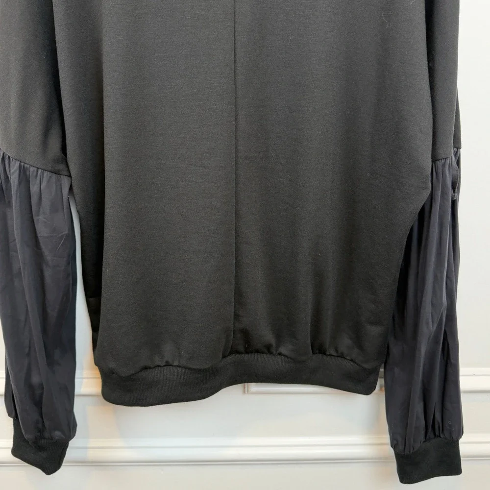 Forgotten‎ Grace Black Mixed Media Balloon Sleeve Sweatshirt SB574 Medium